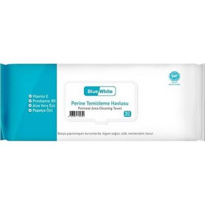 BLUE WHİTE PERİNE TEMİZLEME HAVLUSU 50 ADET - 