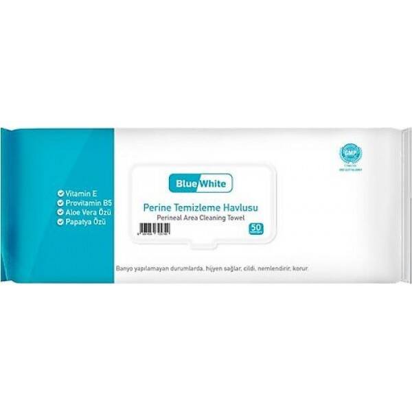 BLUE WHİTE PERİNE TEMİZLEME HAVLUSU 50 ADET - 1