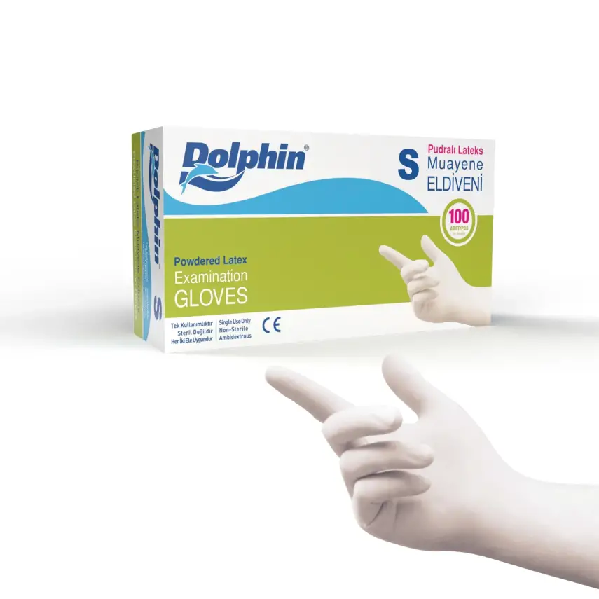 DOLPHİN LATEX PUDRALI ELDİVEN SMALL 100LÜ - 1