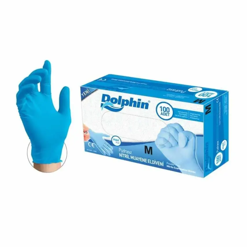 DOLPHİN NİTRİL MAVİ ELDİVEN MEDİUM 100LÜ - 1