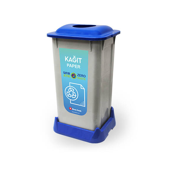GERİ DÖNÜŞÜM ÇÖP KOVASI MAVİ KAĞIT ATIK KUTUSU 70 LT - 1