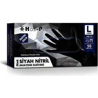 HASPET KALIN SİYAH ELDİVEN LARGE 50Lİ - 1