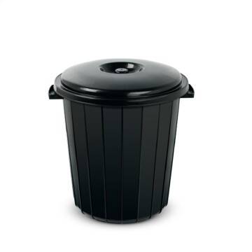 KAPAKLI SİYAH ÇÖP KOVASI 90 LT - 1