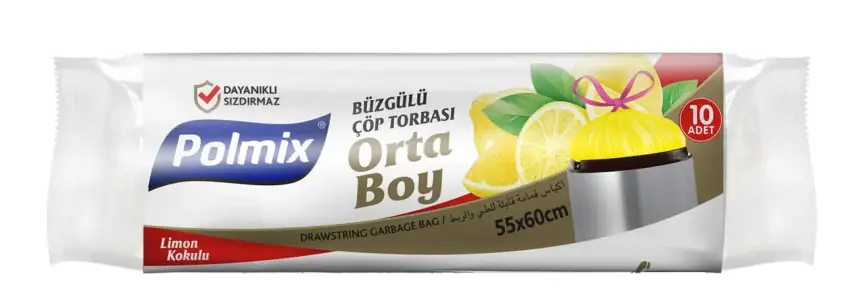 POLMİX 55X60 BÜZGÜLÜ SARI ÇÖP POŞETİ 120 GR - 1